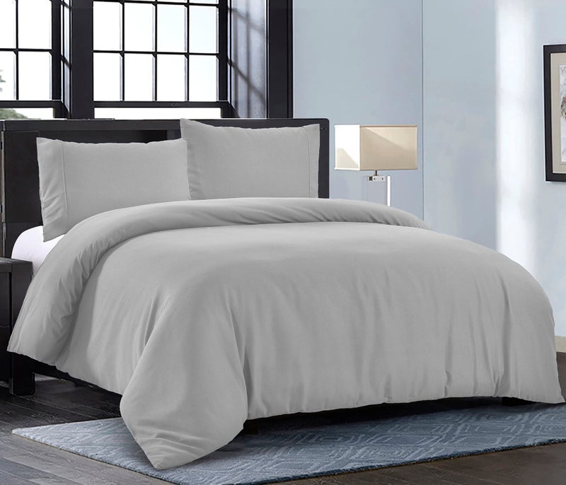 Pure Bedding Duvet Cover King [3-Piece, Light Grey] - 1 Comforter Protector with Zipper Flap and 2 Pillow Shams - Hotel Luxury 1800 Brushed Microfiber - Ultra Soft, Cool and Breathable, Comforter Not Included - Image 2
